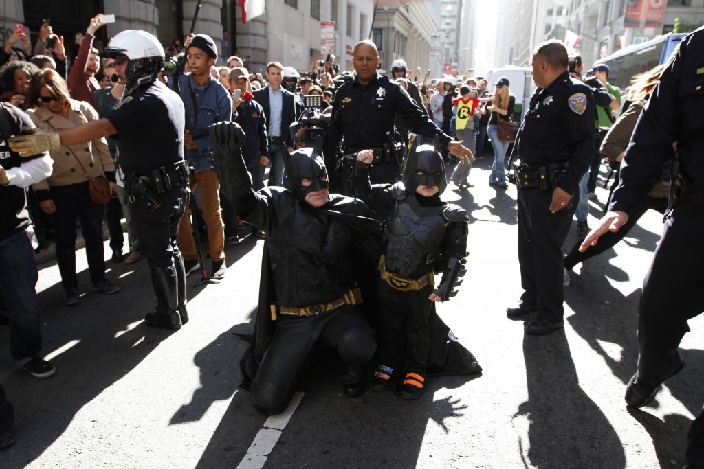 Five-years-old Miles Scott, from Tulelake, Calif., is dressed in a Batman costume in San Francisco, Friday, November 15, 2013. Miles, who wants to be a Batman, will embark on a series of crime-solving adventures when San Francisco is converted into “Gotham City” as part of a Make-A-Wish Foundation event. He is in a fight on his own in his battle against leukemia since he was a year old. He is now in remission. (Photo: Make-A-Wish Foundation/PaulSakuma.com)