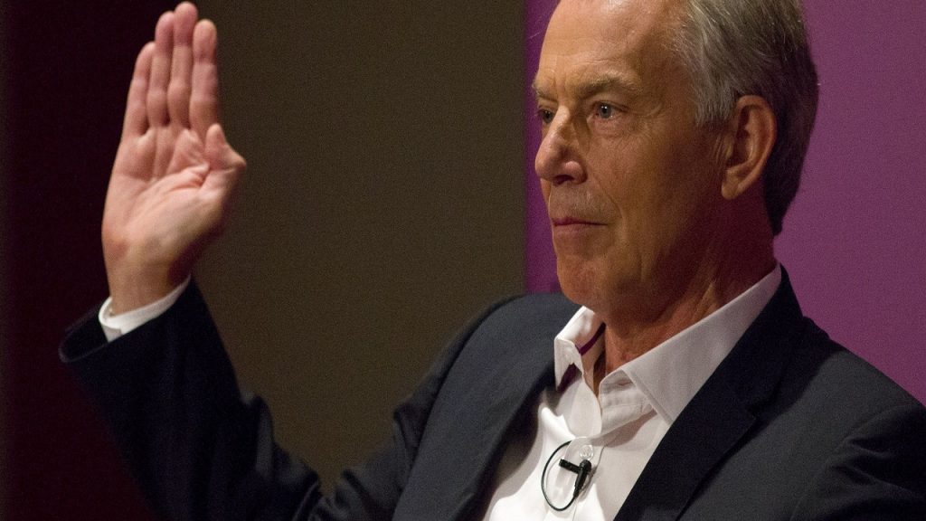 Britain's former Prime Minister and former Labour Party leader, Tony Blair, gestures as he speaks at an event attended by Labour supporters in central London on July 22, 2015. Blair weighed in on the leadership contest in Britain's opposition Labour party as a new poll electrified the race by putting leftwinger Jeremy Corbyn ahead. Blair, a moderniser who was Labour's longest-serving premier, urged the party to avoid tacking to the left if it is to recover from a crushing defeat in May's general election and win the next one in 2020. AFP PHOTO / JUSTIN TALLIS (Photo credit should read JUSTIN TALLIS/AFP/Getty Images)